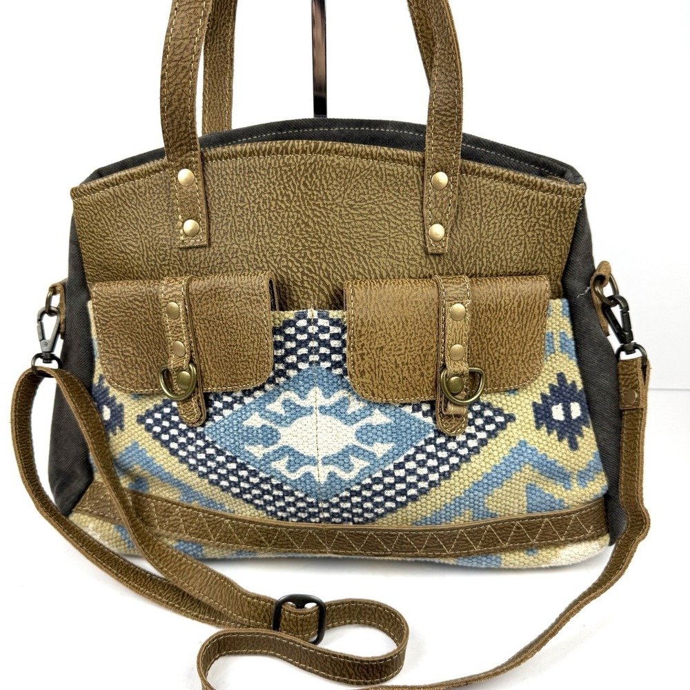 Myra Handbag Satchel Aztec Southwest Boho Two Way Wear Ranch Cowgirl Used Once - Picture 2 of 14
